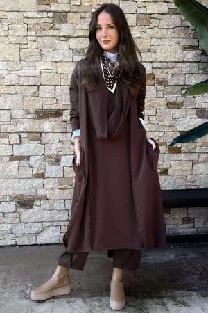 Sola Smart Tech Cowl Cocoon Dress Chocolate